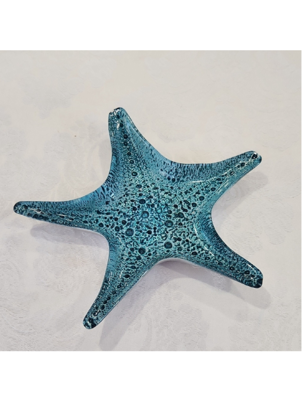 Turquoise Blue Glass Starfish Sculpture Art